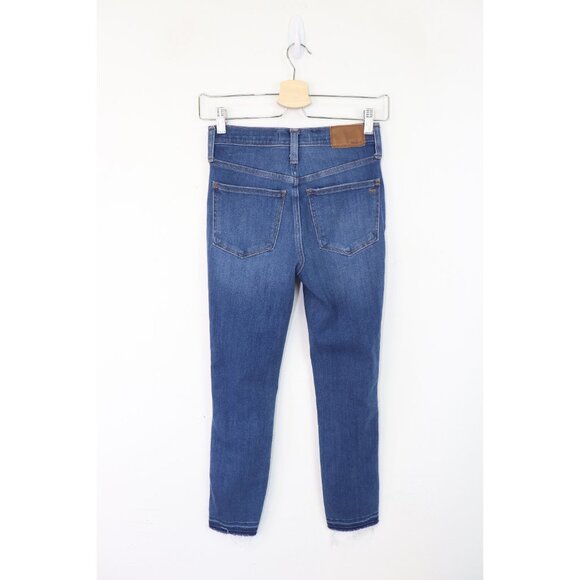 Madewell 10"‎ High Rise Skinny Jeans Distressed Ankle Crop Stretch Denim Blue 23 - Picture 8 of 9